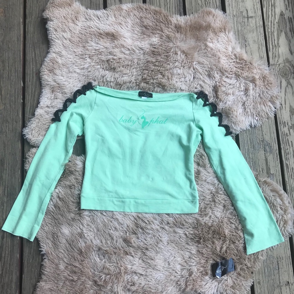Baby Phat green off the shoulder shirt long sleeve